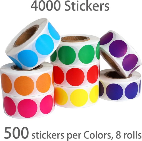 4000 PCS 3/4" 8 Color Style Colorful Coding Label Sticker (8 Rolls, 3/4 Inches) - Picture 2 of 11