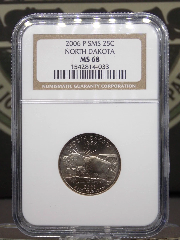 2006 "P" State Quarter *NORTH DAKOTA* 25c NGC MS68 SMS #033 BU Unc ECC&C, Inc. - Image 3 of 4