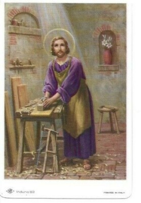 Holy Card St. Joseph the Worker Patron of Worker & 1'' Medal of St. Joseph
