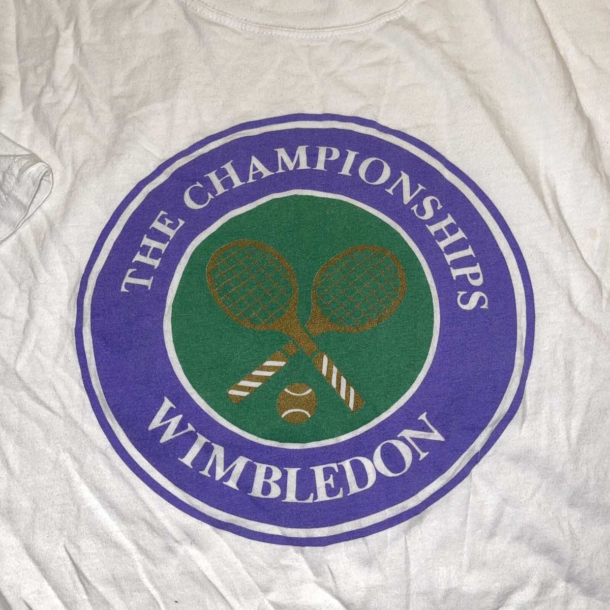 Vintage 90s Wimbledon The Championships Tennis T-Shirt Size Vintage 90s Wimbledon The Championships Tennis T-Shirt Size