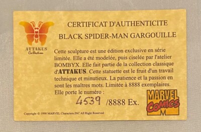 Attakus Spider-Man Black Costume On Gargoyle 1997 Limited Edition