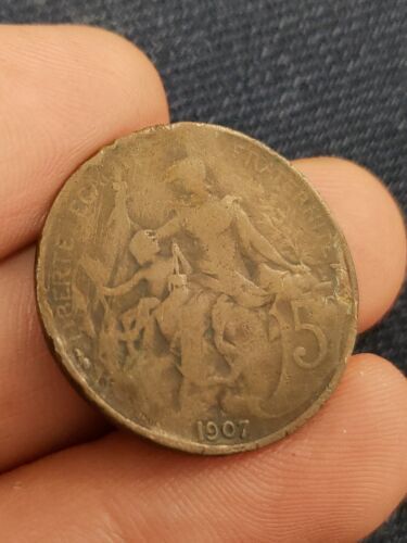 FRANCE 5 CENTIMES 1907 - NICE COLLECTIBLE COIN Kayihan coins T4 - Picture 1 of 2