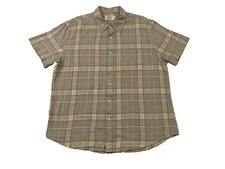 The Normal Brand men's short sleeve button up shirt, grey & white plaid, Size XL
