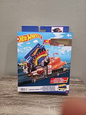 NEW MATTEL HOT WHEELS CITY FUEL STATION SHIFT PLAY SET 1 VEHICLE
