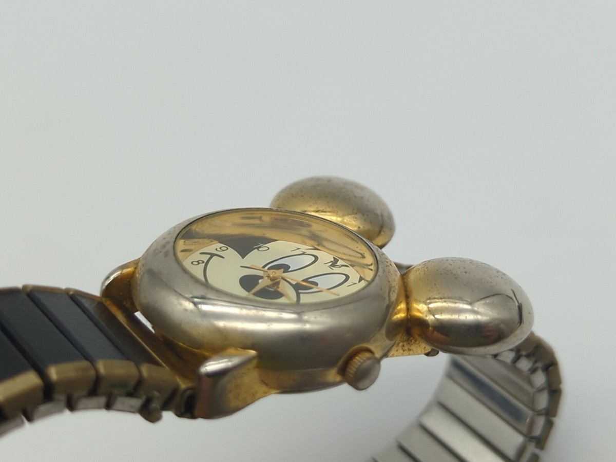 MODEL DISNEY MICKEY HEAD WATCH LOOK METAL FACE NEW BATTERY