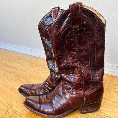 Dan Post Spain Style Burgundy Leather Western Cowboy Boots 6605 Size 8.5D