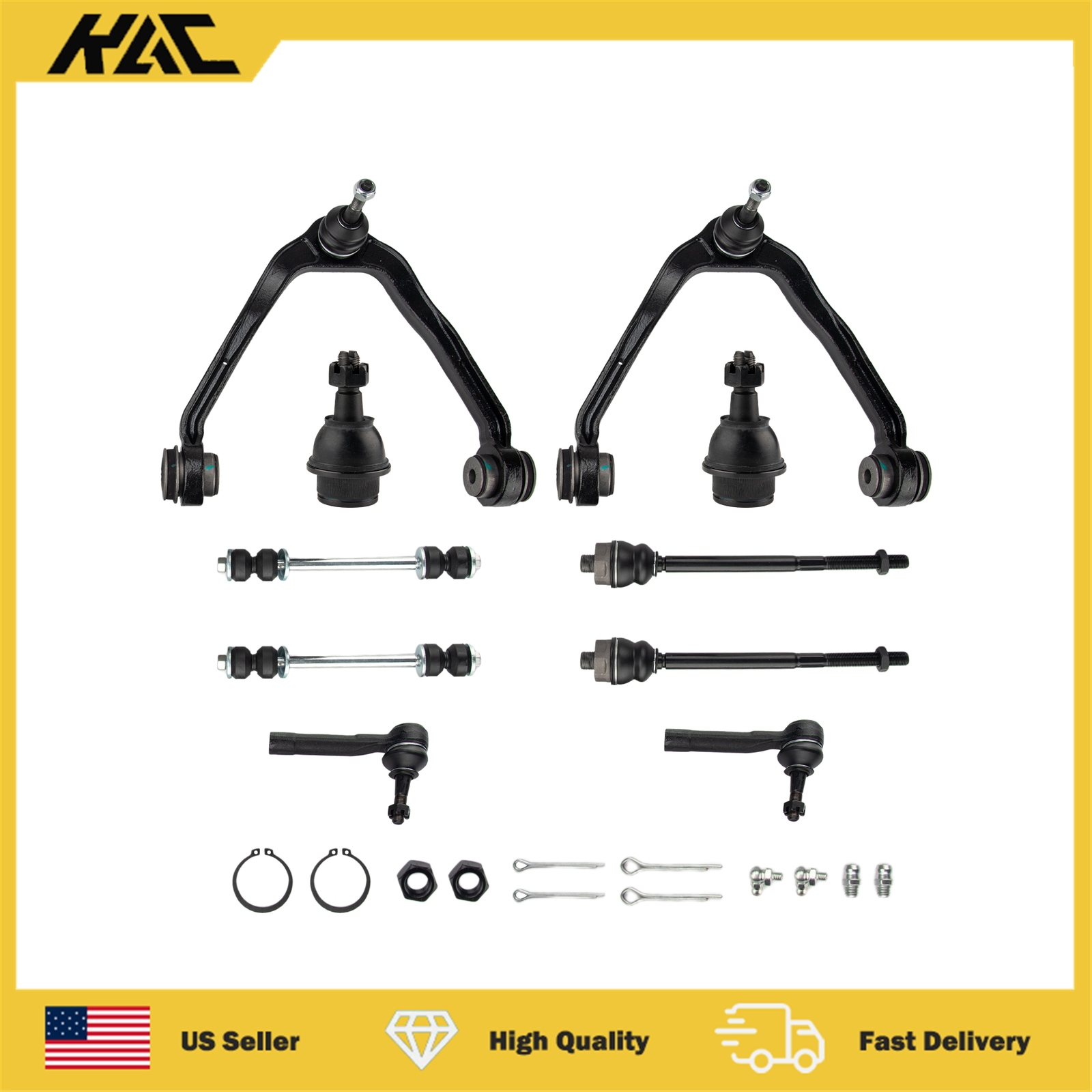 10x Front Control Arms & Ball Joints Tie Rod End For 2000-2006 GMC Yukon XL 1500