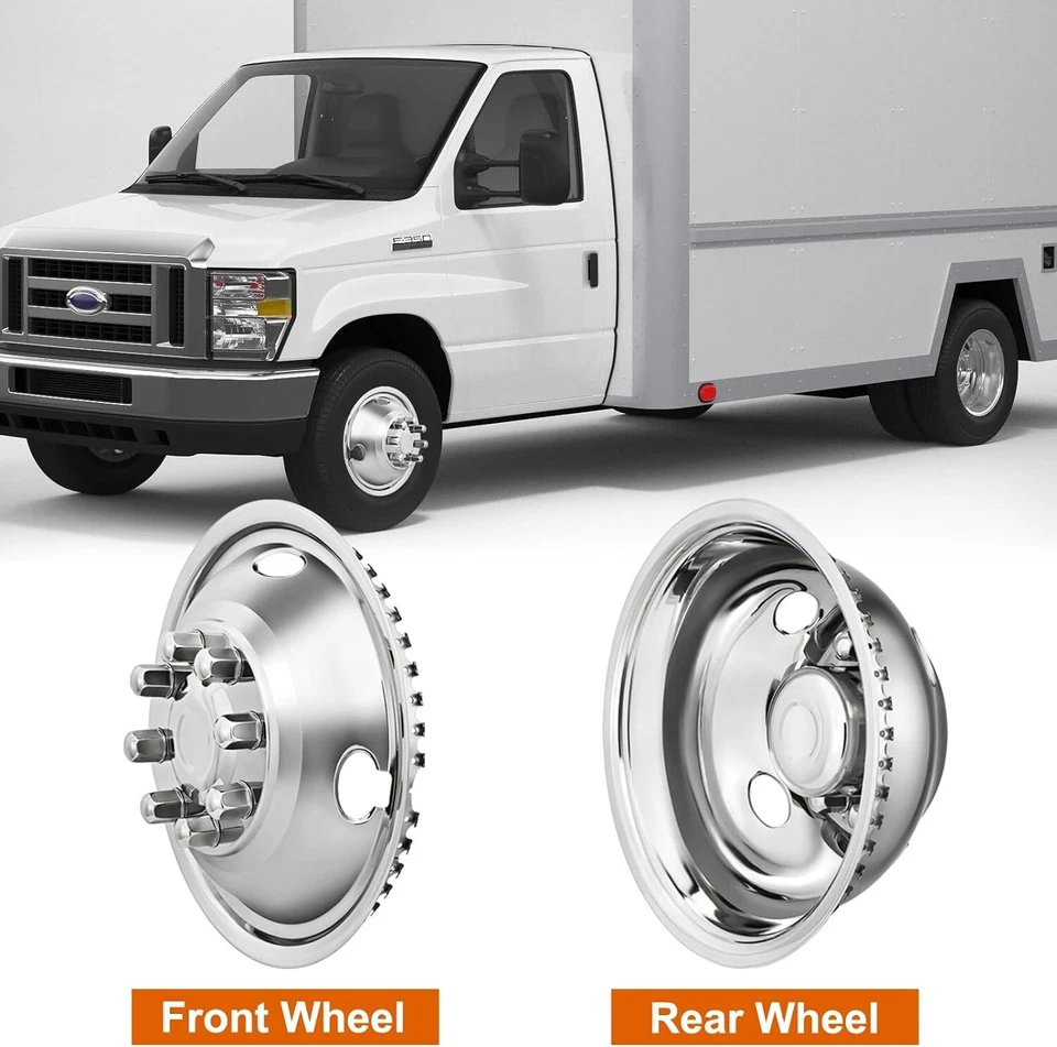 Kit a presión simuladores de ruedas de acero inoxidable de 16" furgoneta Ford E350 E450 2008-2021 Foto 2 de 4