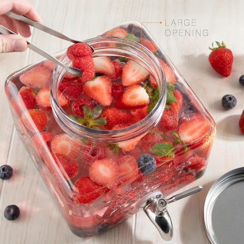 Glass Drink Dispenser for Fridge - Stainless Steel Spigot Mason Jar Dispenser... - Picture 7 of 7