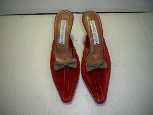 Donald J Pliner Women's Red Suede Heel Shoes w/Grey Snap Bows Size 7 M |  eBay