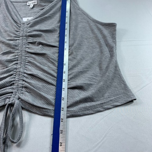 Love Fire Tank Top Womens Plus Size 3X Gray Sleeveless Festival Ruched Crop New - Picture 5 of 6