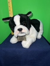 FAO Schwarz French Bulldog BostonTerrier Plush Puppy Dog BlackWhite Realistic