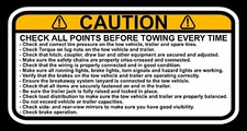 Reflective Trailer Safety Towing Checklist Caution Decal Sticker Warning Label