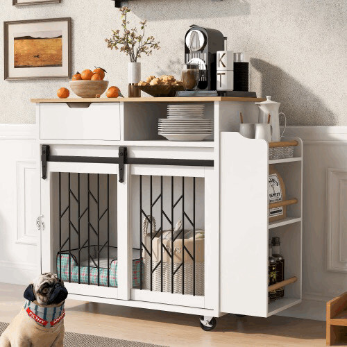 Furniture Style Dog Crate Kitchen Island End Table Pet Friendly Furniture - Picture 1 of 12