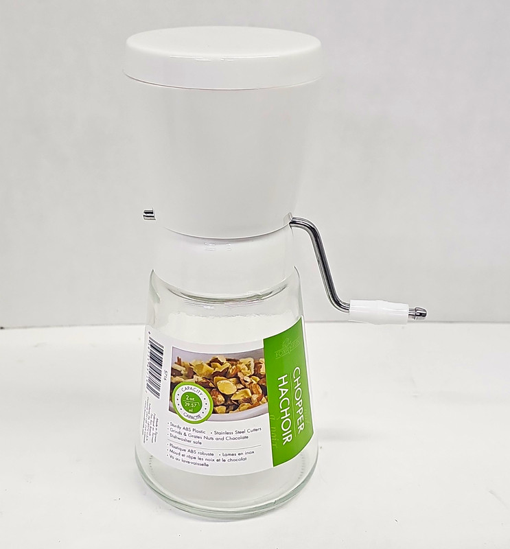 Fox Run 5716 Manual Crank Food Chopper 2 oz Glass Jar Dishwasher Safe