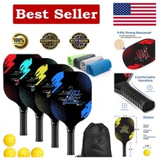 Family-Friendly Pickleball Set with 4 Wooden Paddles  Carry Bag Included