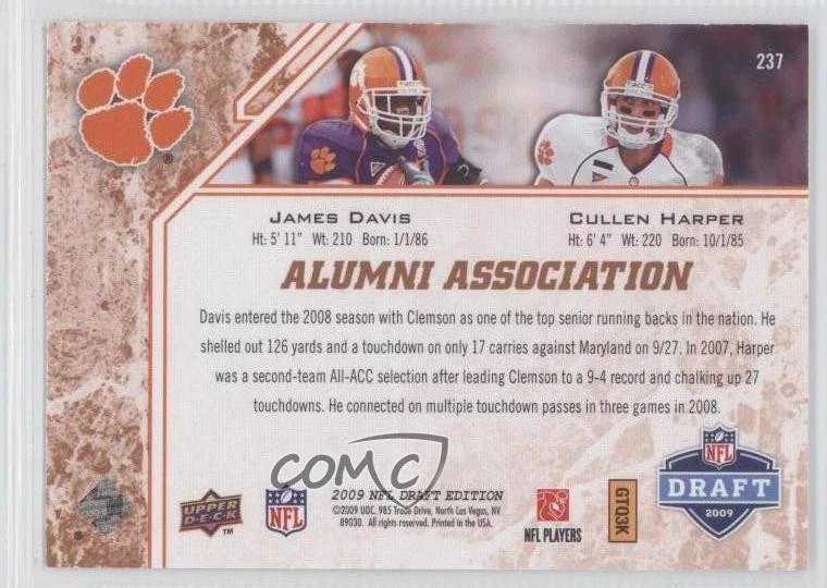 2009 Draft Edition Alumni Association Bronze Cullen Harper James Davis Rookie RC - Image 2 of 2