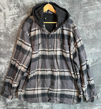 Carhartt Rugged Flex Hooded Shirt Jacket Grey Check 2XL Tall Workwear