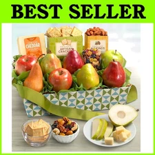Festive Gift Basket with Fresh Fruit, Cheese & Crackers