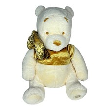 Disney Store Winnie the Pooh 18" Plush Cream Gold Satin Elegant Large Stuffed