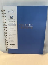 Spiral Bound Habit Tracker With Stickers And Motivation. Blue Sky