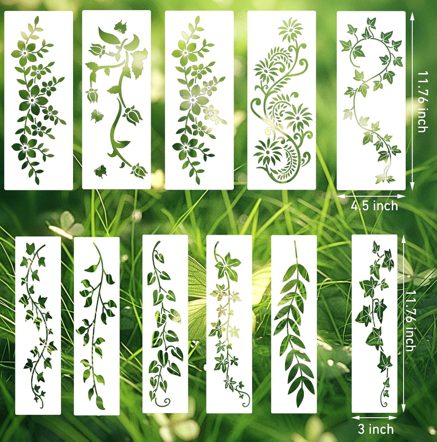 14 Pieces Leaf Vine Stencils for Painting Reusable Leaves Stencil for Craft D...