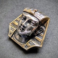 Jugendstil Art Deco Brosche versilbert Pharao Egyptian Revival alt antik c. 1910