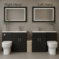 Bathroom L-Shaped Vanity Unit Furniture Suite | BTW WC Toilet & Basin (LH/RH)