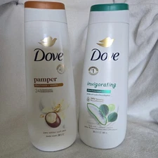 LOT 2  DOVE products Aloe Bodywash & Pamper Shea Butter lotion 20 FL OZ EACH