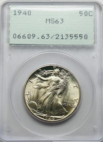 1940 P Walking Liberty Silver Half Dollar PCGS MS63 OGH Gen 1.2 Rattler