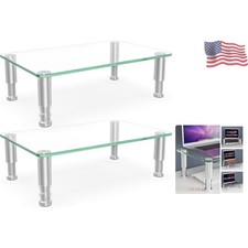 2 Pack Computer Monitor Riser with Height Adjustable Multi Media Desktop Stan...