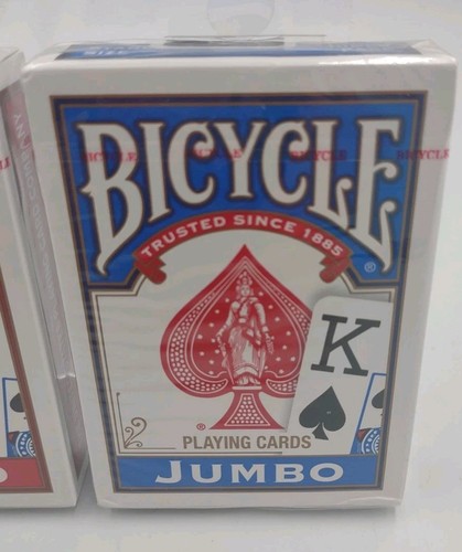 USA Ohio BICYCLE Jumbo Index PLAYING CARDS Red & Blue 88 Cushion x2 NEW Sealed! - Picture 2 of 4