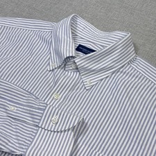 Proper Cloth Button-Down Dress Shirt Mens 19.25 White Blue Striped Cotton