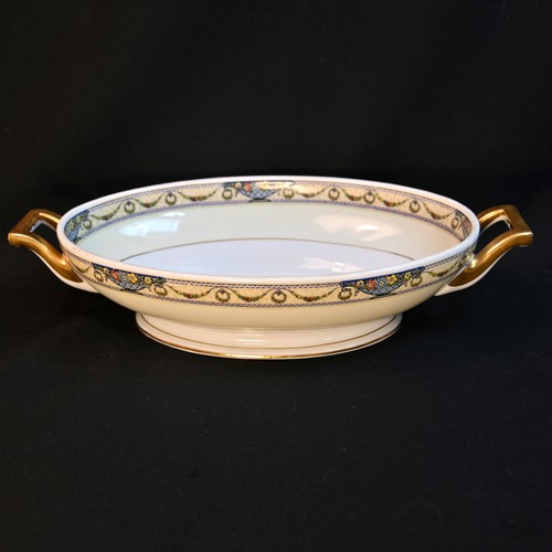 Thomas Bavaria Open Vegetable Bowl 1908-1938 The Arlington Floral Urns Gold Blue - Picture 10 of 19