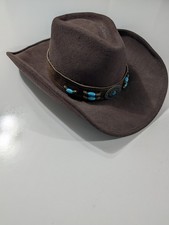 Western Cowboy, Cowgirl Hat, Turquoise Strap, Men Women Retro Wide Brim.
