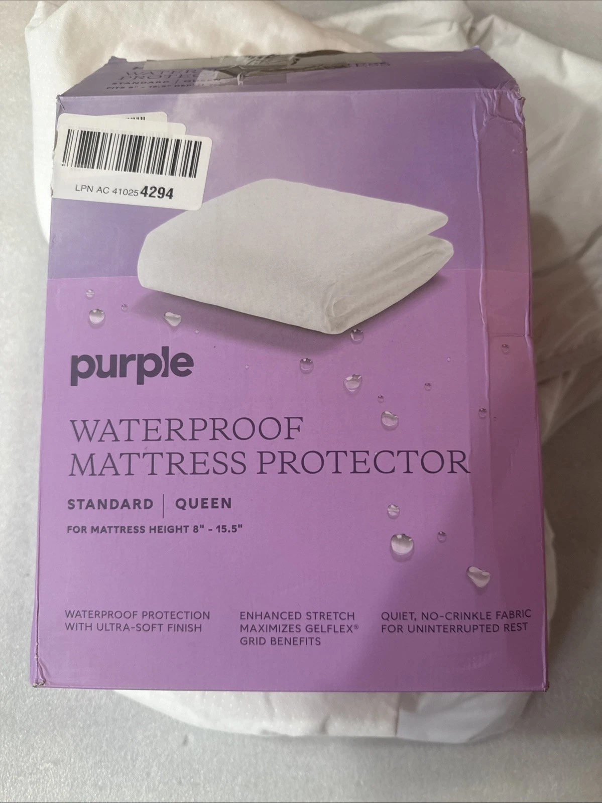 Purple Waterproof Mattress Protector Standard QUEEN New