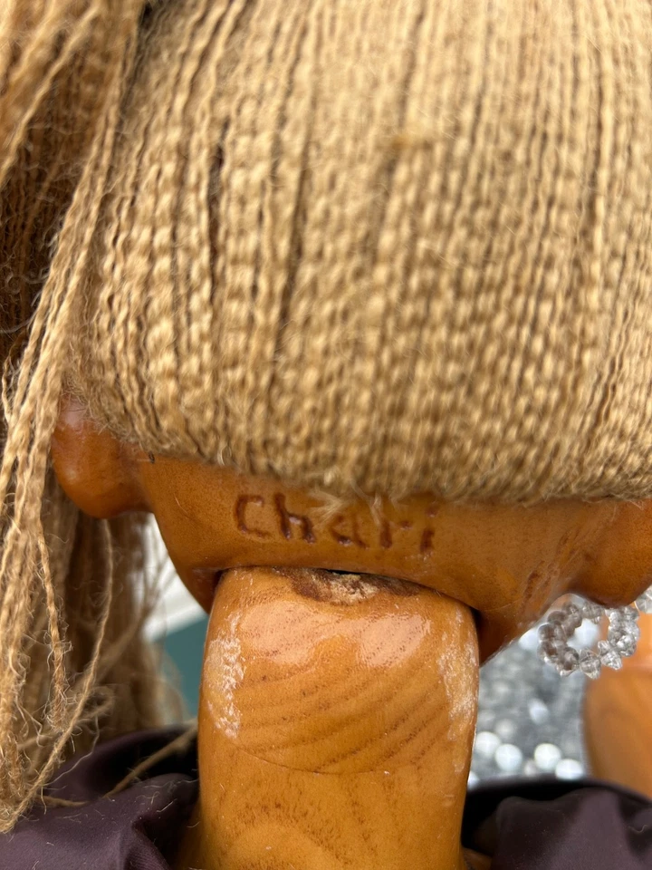 Harald Naber Wooden Doll – "Chari," 43" Tall, Unique Hand-Carved Artwork w/ Base - Image 4 of 4