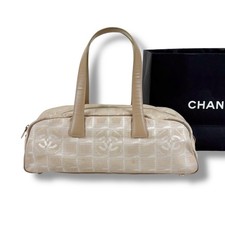 Borsa a mano CHANEL nuova linea da viaggio tracolla beige nylon tela Coco Mar...