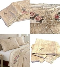Set lenzuola e federa Jessica McClintock vintage pizzo rosa taglia completa