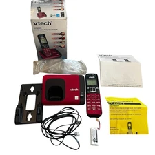 VTech CS6719-16 Cordless Phone System Red Handset Untested Missing Cord Parts