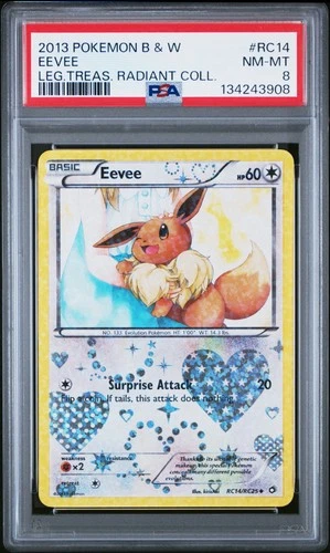 2013 Pokemon B&W Legendary Treasures Radiant Collection #RC14 Eevee PSA 8