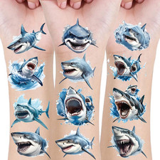20 PCS Sheets SHARK Temporary Tattoos Sticker,Super Cute Themed Birthday Party F