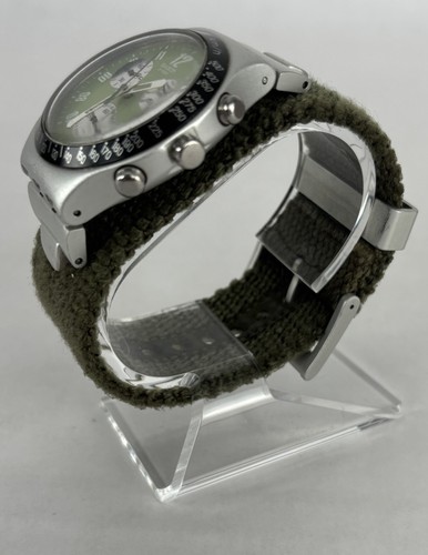 VTG Swatch Irony 40mm Silver Tone Quartz Chrono Watch w/Nylon Band & Battery - Picture 10 of 11