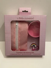 Tumbler Accessory Gift Set Rainbow Straw Cover, Detachable Bag, Bumper Girly Pop