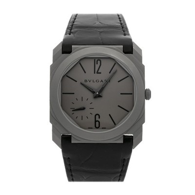 Bulgari Octo Finissimo Titanium Auto 40mm Grey Dial Black Strap Watch 102711