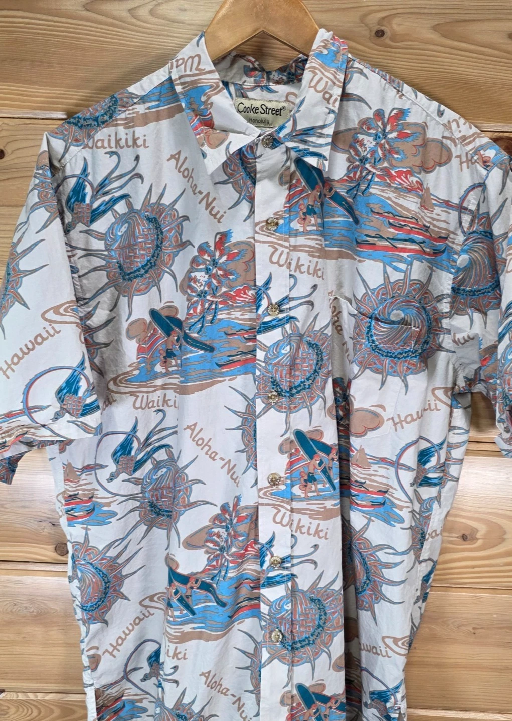 Cooke Street Hawaiian Shirt Men XL Waikiki Aloha Nui Surf Hawaii Vintage