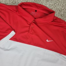 Nike Golf Standard Fit Mens XL Red White Colorblock Performance Stretch Polo SS