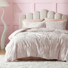 Bedsure Light Pink Boho Duvet Cover King, Vintage Embroidery, 3-Piece  Boho Bed