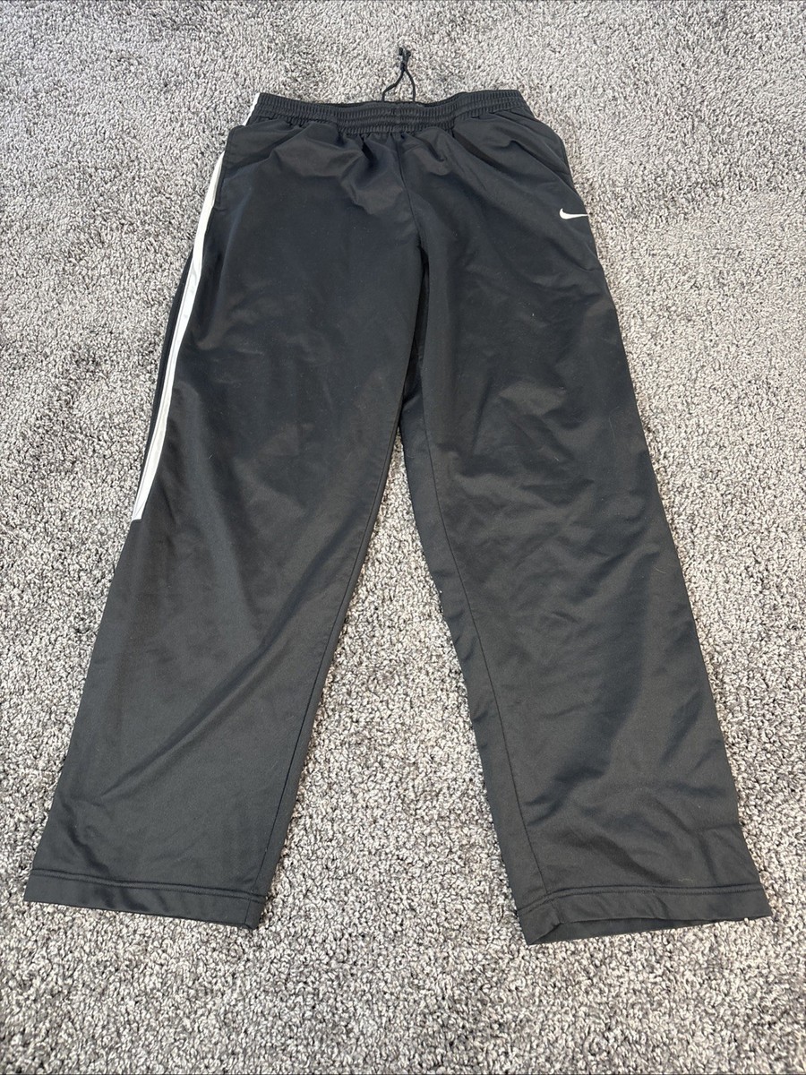 Vintage Nike Track Pants Mens 2XL Black Stripe Swoosh Baggy Ankle