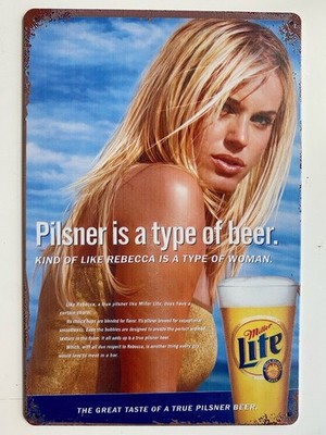 Miller Lite Beer Rebecca Romijn Stamos Sign - 1990 s Ad - High Life